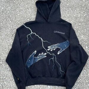 CIVILIZED Hoodie Black Streetwear Graphic Print Celestial Design